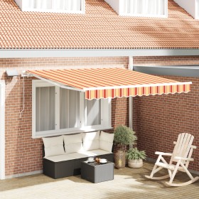 Toldo retráctil manual con LED amarillo y naranja 300x250 cm by , Awnings - Ref: Foro24-3329962, Price: 269,39 €, Discount: %