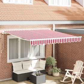 Toldo Retráctil Manual Rayas Rojas y Blancas 300x250 cm by , Awnings - Ref: Foro24-3329979, Price: 205,94 €, Discount: %