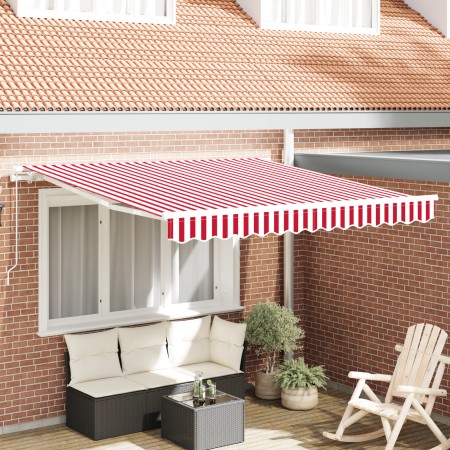 Toldo Retráctil Manual Rayas Rojas y Blancas 300x250 cm by , Awnings - Ref: Foro24-3329979, Price: 205,94 €, Discount: %