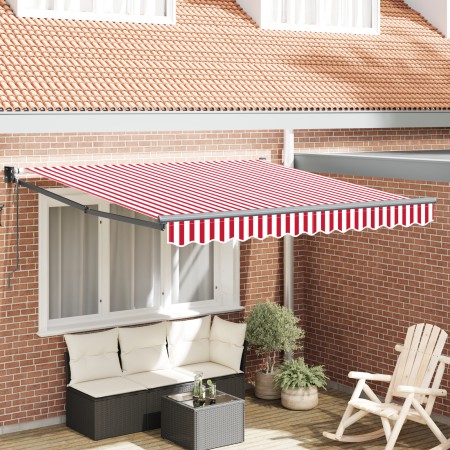 Toldo Retráctil Automático Rayas Rojas y Blancas 300x250 cm by , Awnings - Ref: Foro24-3329990, Price: 295,02 €, Discount: %