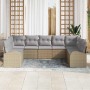 Conjunto de sofá de jardín 9 pcs Beige Poliratán