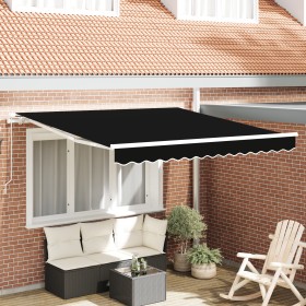 Toldo Retráctil Manual Negro 300x250 cm, Tela de