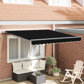 Toldo Retráctil Manual Negro 300x250 cm, Tela de Repuesto para Toldo de 3x2,5 m Marco Negro by , Awnings - Ref: Foro24-333003...
