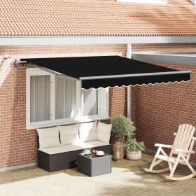 Toldo Retráctil Automático con LED Negro 300x250 cm, Tejido de Repuesto para Toldo de 3x2,5 m con Marco Negro by , Awnings - ...