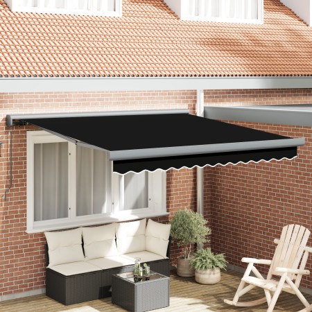 Toldo Retráctil Manual Negro 300x250 cm, Tela de Reemplazo para Toldo para marco de 3x2.5 m Negro by , Awnings - Ref: Foro24-...