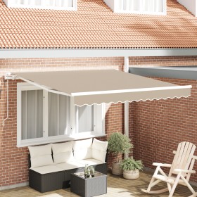 Toldo Retráctil Automático Beige 300x250 cm, Tela