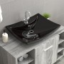 Rechteckiges Keramik-Waschbecken mit Hahnloch und schwarzem Ablaufloch von vidaXL, Sinkt - Ref: Foro24-140689, Preis: 111,79 ...