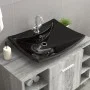 Rectangular ceramic sink with black faucet and drain hole. by vidaXL, Sinks - Ref: Foro24-140689, Price: 89,71 €, Discount: %