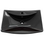 Lavabo rectangular cerámica orificio de grifo y desagüe negro