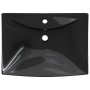 Lavabo rectangular cerámica orificio de grifo y desagüe negro