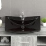 Lavabo rectangular cerámica orificio de grifo y desagüe negro