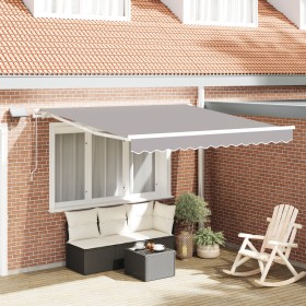 Toldo manual retráctil con LED Gris Claro 300x250