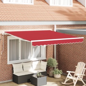 Toldo Manual Retráctil Rojo 300x250 cm, Tela de