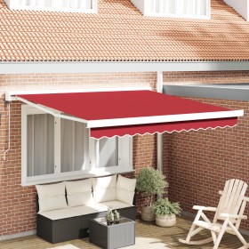 Toldo Retráctil Automático Rojo 300x250 cm, Tela