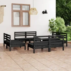 Gartenmöbel-Set 8-teilig aus massivem schwarzem Kiefernholz von vidaXL, Gartensets - Ref: Foro24-3082416, Preis: 392,97 €, Ra...