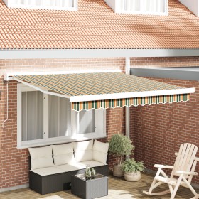 Toldo Retráctil Automático Verde y Amarillo 300x250 cm, Tela de reemplazo para toldo de 3x2,5 m Marco Verde y Amarillo by , A...