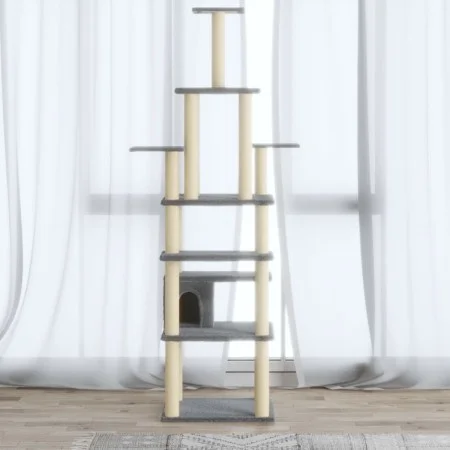 Cat scratching post with light gray sisal posts 183 cm by vidaXL, Cat furniture - Ref: Foro24-171483, Price: 80,90 €, Discoun...