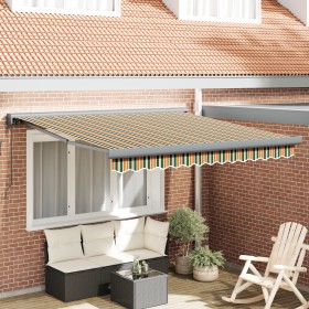 Toldo Retráctil Automático Verde y Amarillo