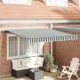 Toldo Retráctil Automático Verde y Blanco 300x250 cm, Tela de Reemplazo para Toldo de 3x2.5 m Verde y Blanco by , Awnings - R...