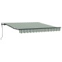 Toldo Retráctil Automático Verde y Blanco 300x250 cm, Tela de Reemplazo para Toldo de 3x2.5 m Verde y Blanco by , Awnings - R...