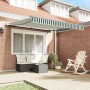 Toldo Retráctil Automático Verde y Blanco 300x250 cm, Tela de Reemplazo para Toldo de 3x2.5 m Verde y Blanco by , Awnings - R...