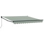 Toldo Manual Retráctil Verde y Blanco 300x250 cm, Tela de Repuesto para Toldo de 3x2.5 m Verde y Blanco by , Awnings - Ref: F...