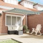 Toldo Manual Retráctil Verde y Blanco 300x250 cm, Tela de Repuesto para Toldo de 3x2.5 m Verde y Blanco by , Awnings - Ref: F...