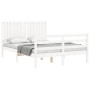 Weißer Massivholzbettrahmen mit Kopfteil 140x200 cm von vidaXL, Betten und Lattenroste - Ref: Foro24-3194767, Preis: 158,07 €...