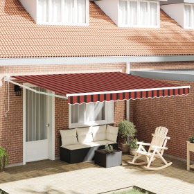 Toldo Retráctil Manual con LED Naranja y Marrón