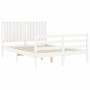 Weißer Massivholzbettrahmen mit Kopfteil 140x200 cm von vidaXL, Betten und Lattenroste - Ref: Foro24-3194767, Preis: 158,07 €...