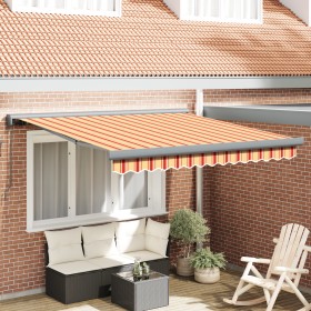 Toldo Retráctil Manual - Amarillo y Naranja