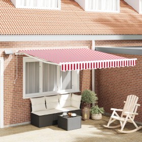 Toldo Retráctil Manual con Rayas Rojas y Blancas LED 350x250 cm by , Awnings - Ref: Foro24-3330268, Price: 272,37 €, Discount: %