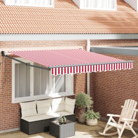 Toldo Retráctil Automático Rayas Rojas y Blancas 350x250 cm by , Awnings - Ref: Foro24-3330278, Price: 261,36 €, Discount: %