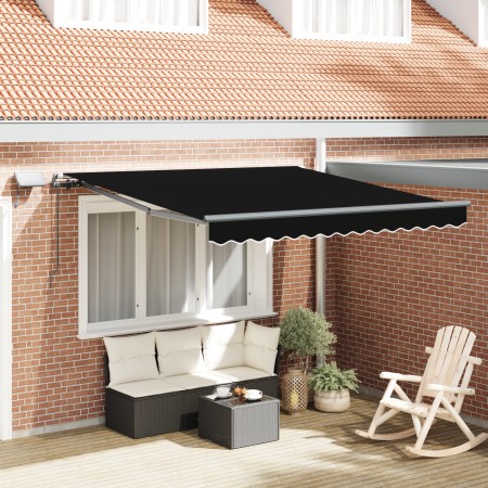 Toldo Retráctil Manual con LED Negro 350x250 cm,  Tela de Reemplazo para Toldo de 3,5x2,5 m Marco Negro | Foro24.es | Tu tienda online para hogar, jardín y más Foro24.es