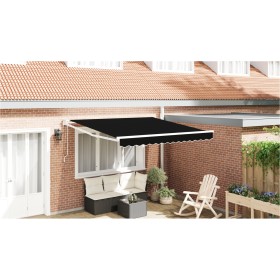 Toldo Retráctil Automático Negro 350x250 cm, Tela de Reemplazo para Toldo para Marco de 3.5x2.5 m Negro by , Awnings - Ref: F...