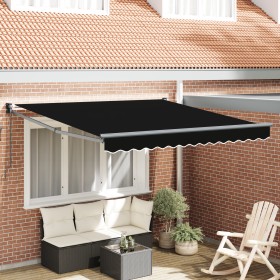 Toldo Retráctil Manual Negro 350x250 cm, Tela de Repuesto para Toldo para Marco de 3.5x2.5 m Negro by , Awnings - Ref: Foro24...