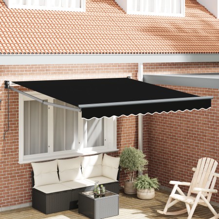 Toldo Retráctil Manual Negro 350x250 cm, Tela de Repuesto para Toldo para Marco de 3.5x2.5 m Negro by , Awnings - Ref: Foro24...