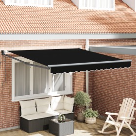 Toldo Retráctil Automático Negro 350x250 cm, Tela