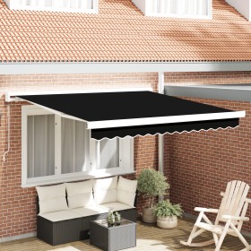 Toldo Manual Retráctil Negro 350x250 cm, Tela de Reemplazo para Toldo para Marco de 3.5x2.5 m Negro by , Awnings - Ref: Foro2...