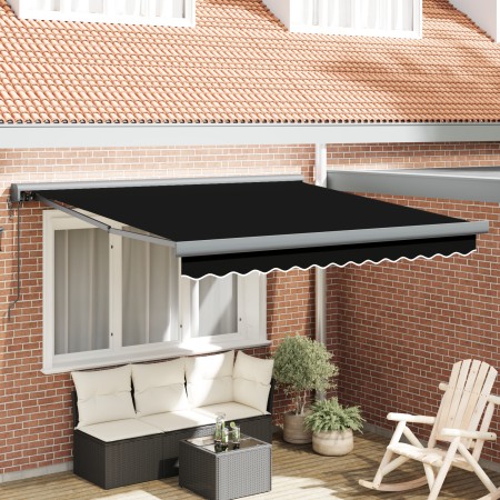 Toldo Retráctil Automático Negro 350x250 cm, Tela de Reemplazo para Toldo de 3,5x2,5 m Marco Negro by , Awnings - Ref: Foro24...