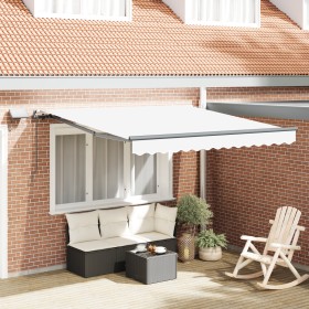 Toldo retráctil manual con LED blanco 350x250 cm, Tela de repuesto para toldo para marco de 3.5x2.5 m blanco by , Awnings - R...