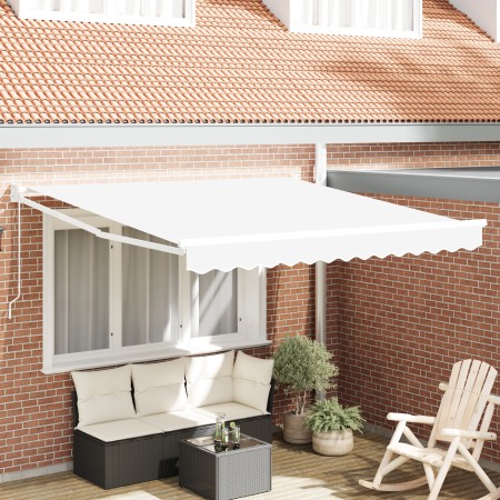 Toldo Retráctil Manual Blanco 350x250 cm, Tela de Repuesto para Toldo para Estructura de 3.5x2.5 m Blanco by , Awnings - Ref:...