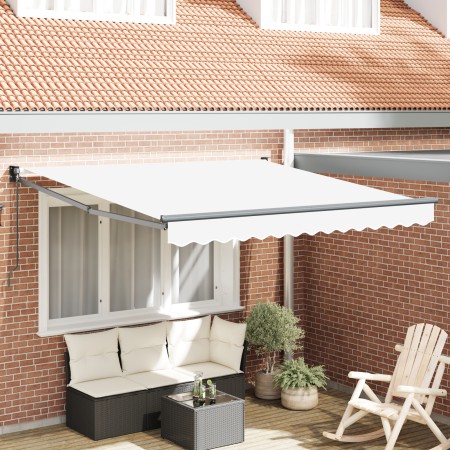 Toldo retráctil manual Blanco 350x250 cm, Tela de repuesto para toldo para marco de 3.5x2.5 m Blanco by , Awnings - Ref: Foro...