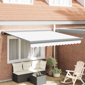 Toldo Retráctil Manual Blanco 350x250 cm, Tela de