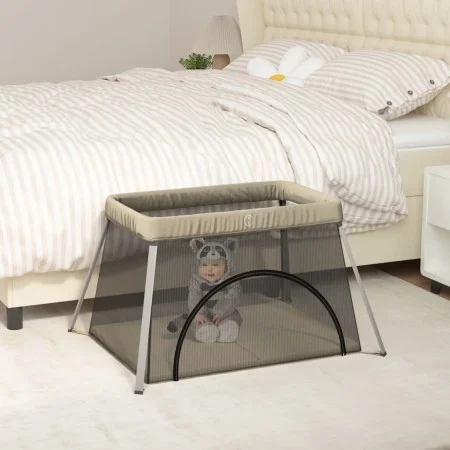 Laufstall für Babys mit Matratze aus taupegrauem Leinenstoff von vidaXL, Baby-Laufgitter - Ref: Foro24-10303, Preis: 66,85 €,...