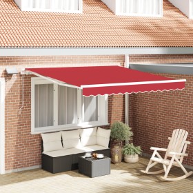 Toldo Manual Retráctil Rojo 350x250 cm de, Tela