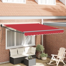 Toldo Retráctil Automático Rojo 350x250 cm, Tela
