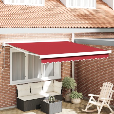 Toldo Retráctil Automático Rojo 350x250 cm, Tela de Reemplazo