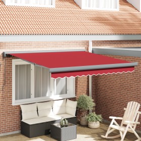 Toldo Retráctil Manual Rojo 350x250 cm, Tela de