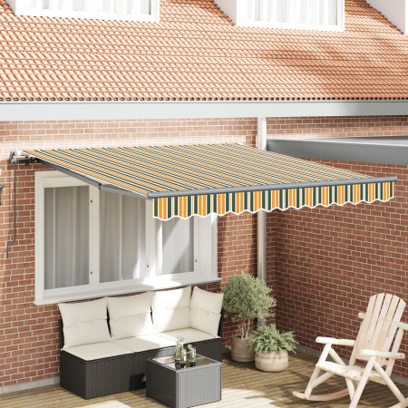 Toldo Manual Retráctil Verde y Amarillo 350x250 cm, Tela de Reemplazo para Toldo de 3.5x2.5 m Marco Verde y Amarillo by , Awn...